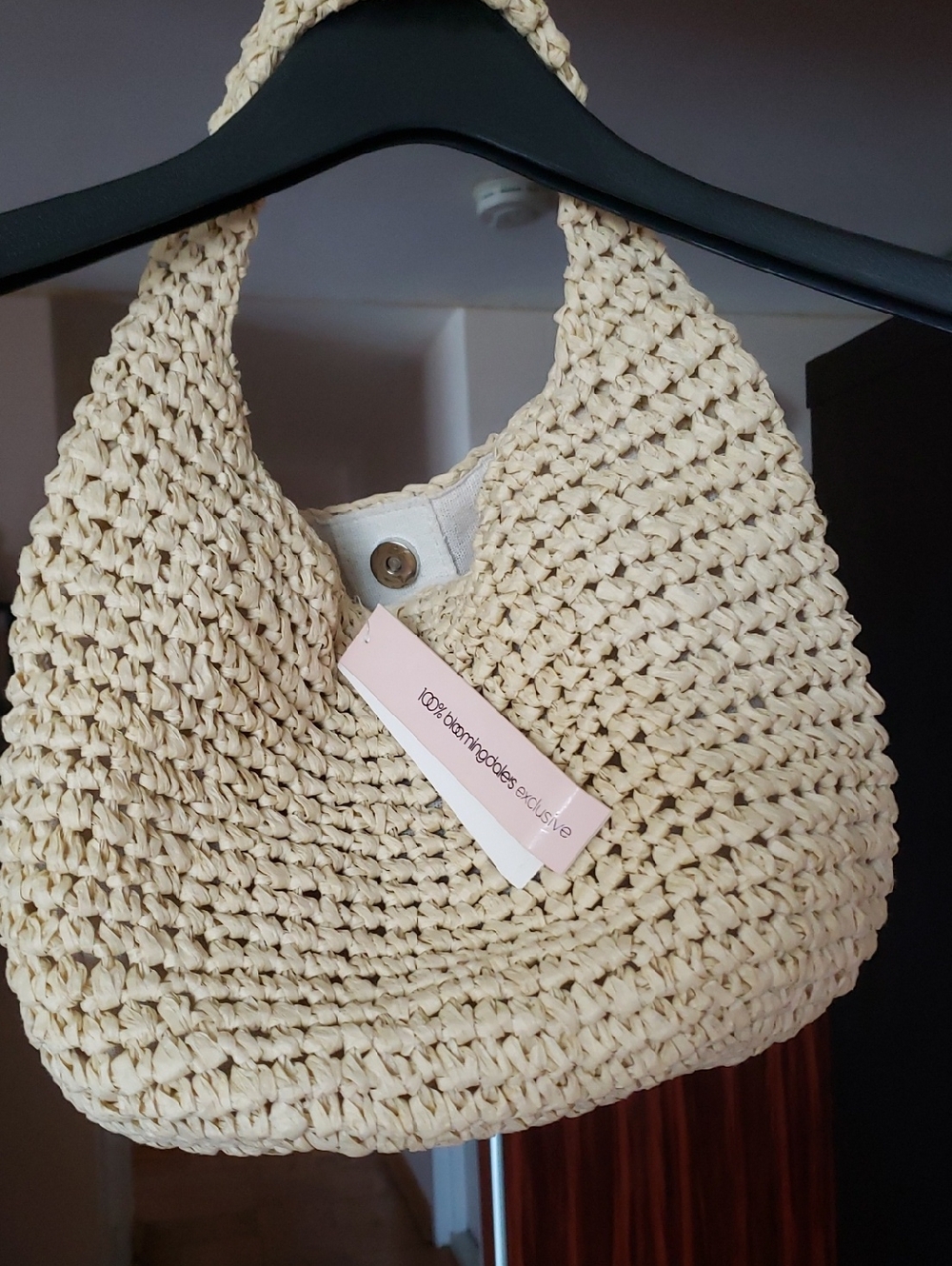 Aqua Woven Hobo Bag in Cream